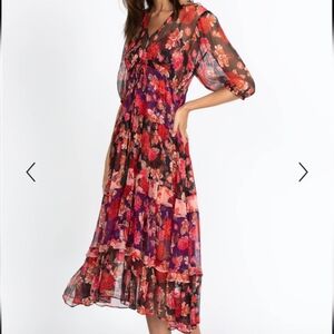 Johnny Was Moxi Tiered Midi Dress Sz‎ XL